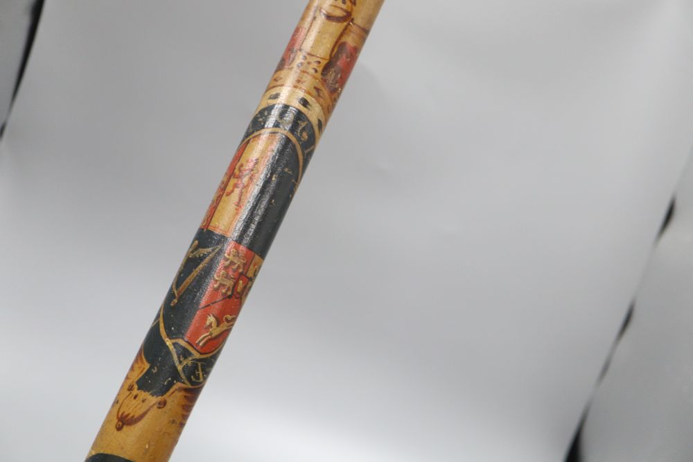 A Victorian painted wood Special Constable truncheon, for St Mary at Lambeth, overall length 54cm